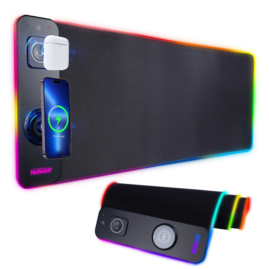 3-in-1 Magnetic Wireless Charging Mouse Pad – Desk Pad with RGB Lighting and Fast Charging