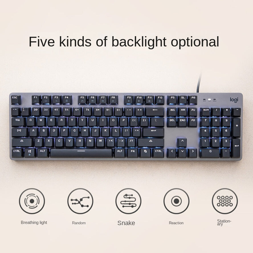 Logitech K845 Mechanical Backlit Keyboard – Wired, Blue/Brown/Red Switches, Ergonomic Design for Gaming