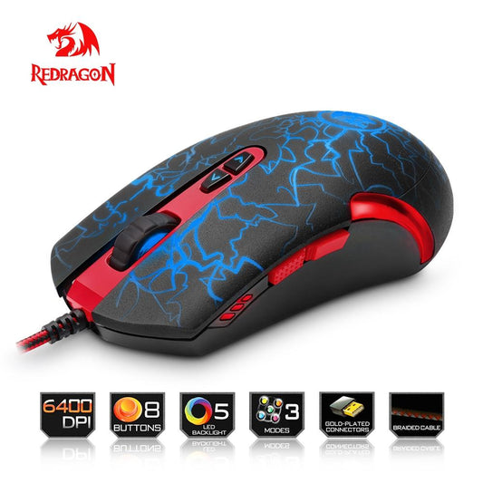 Redragon Wired Gaming Mouse – 6400 DPI, 7 Programmable Buttons, RGB Breathing Light, 4 DPI Settings