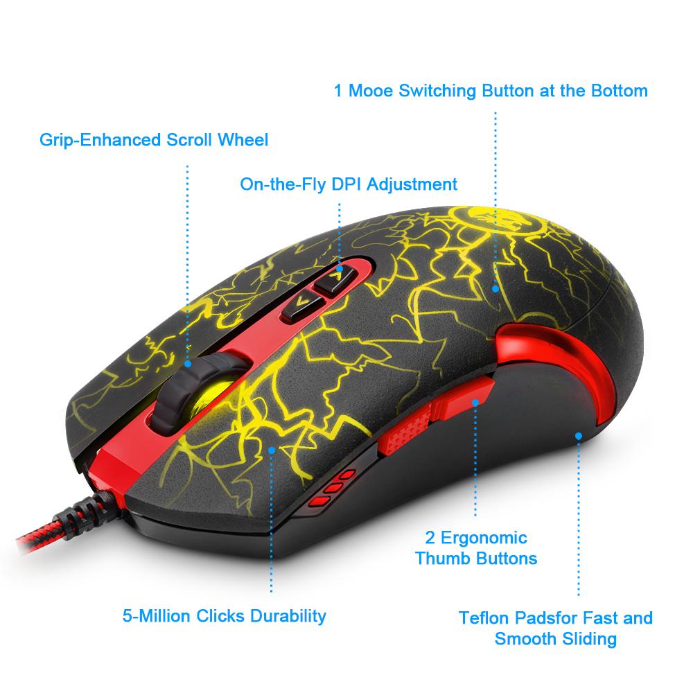 Redragon Wired Gaming Mouse – 6400 DPI, 7 Programmable Buttons, RGB Breathing Light, 4 DPI Settings