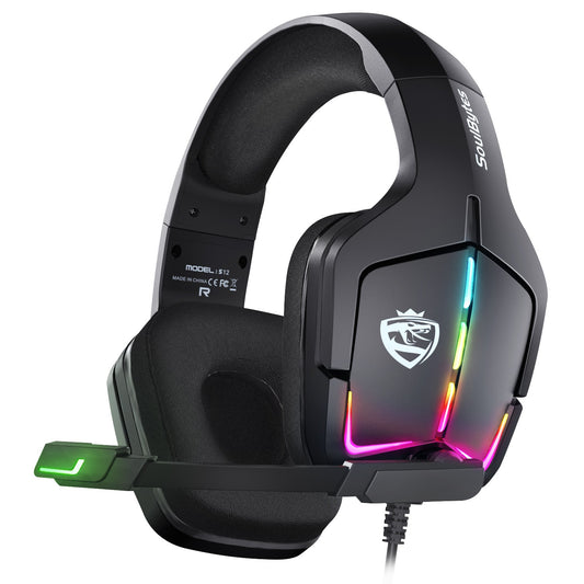 S12 Wired Gaming Headset – RGB Lighting, Head-Mounted Design, PS4 and PC Compatible