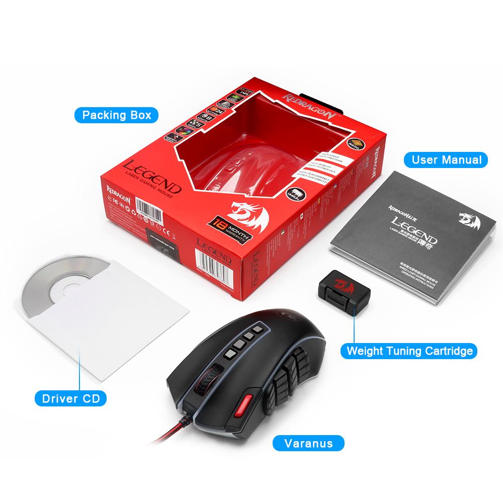 Redragon USB Gaming Mouse – 16,400 DPI, 24 Programmable Buttons, Ergonomic Design for PC Gamers