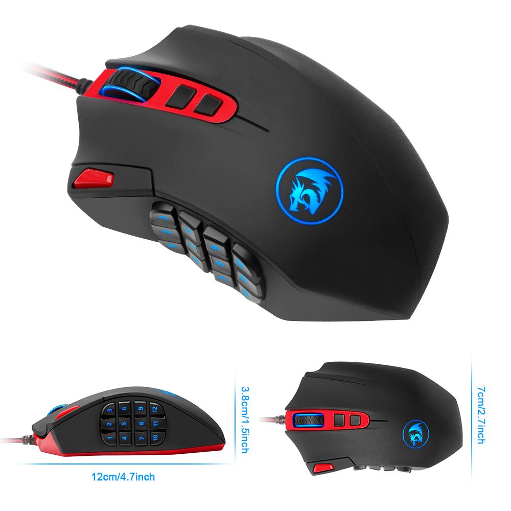 Redragon USB Gaming Mouse – 16,400 DPI, 19 Programmable Buttons, Ergonomic Design for PC Gamers