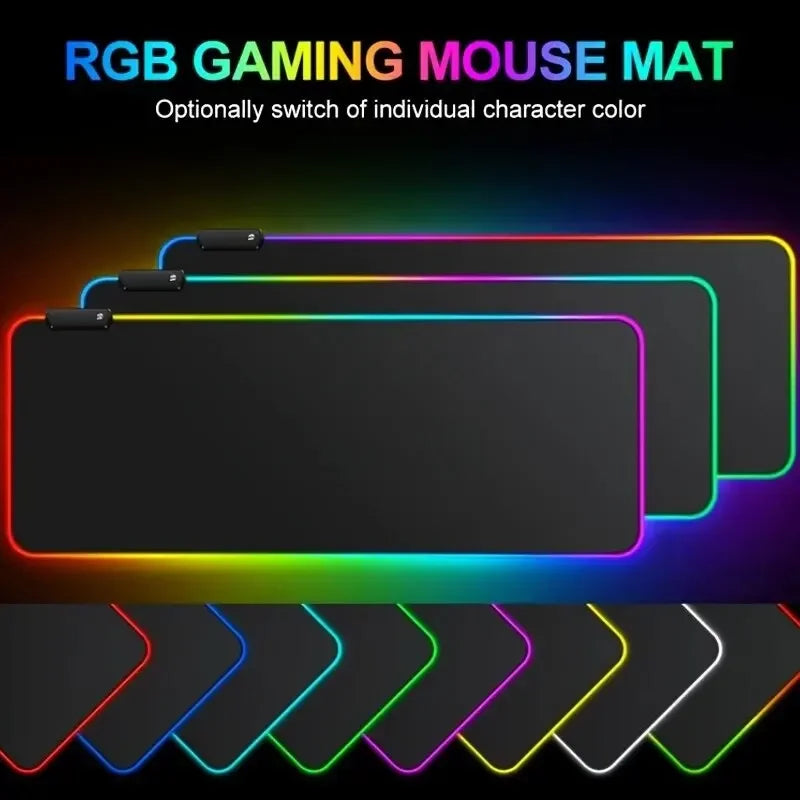 Extended Gaming Mouse Pad – Large RGB Soft Keyboard Mat, Non-Slip Rubber Base, Touch Control Light Modes