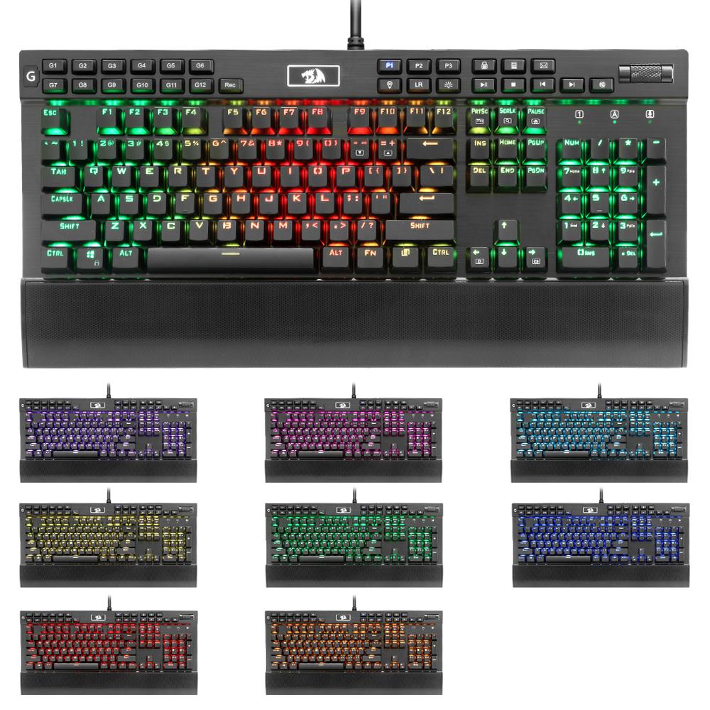 Redragon Professional Gaming Mechanical Keyboard – Full Color LED Backlit, 104 Keys, Metal Housing, USB Wired for PC