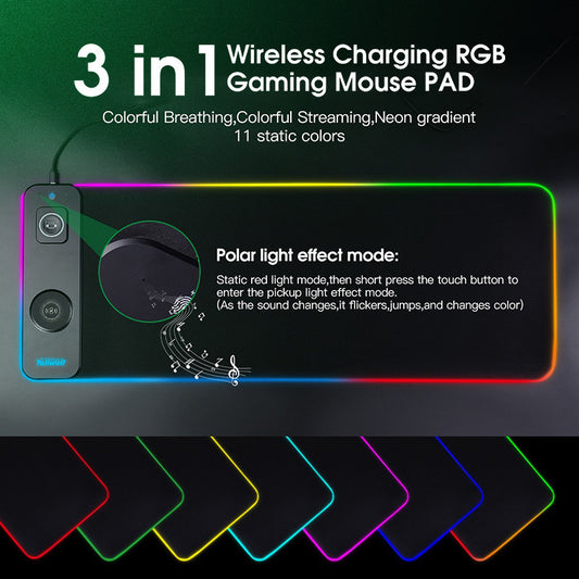 3-in-1 Magnetic Wireless Charging Mouse Pad – Desk Pad with RGB Lighting and Fast Charging