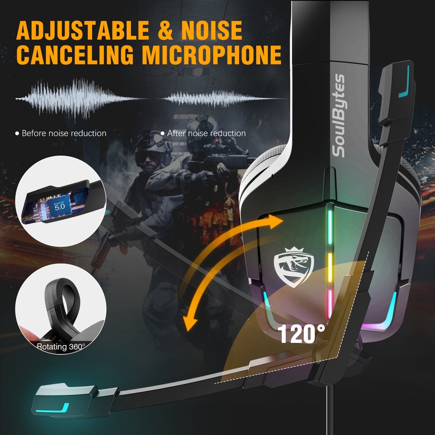 S12 Wired Gaming Headset – RGB Lighting, Head-Mounted Design, PS4 and PC Compatible