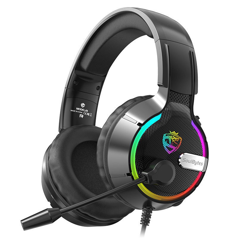 Soulbytes S19 Wired Gaming Headset – Head-Mounted, RGB Lighting, 50mm Drivers, Durable Braided Cable