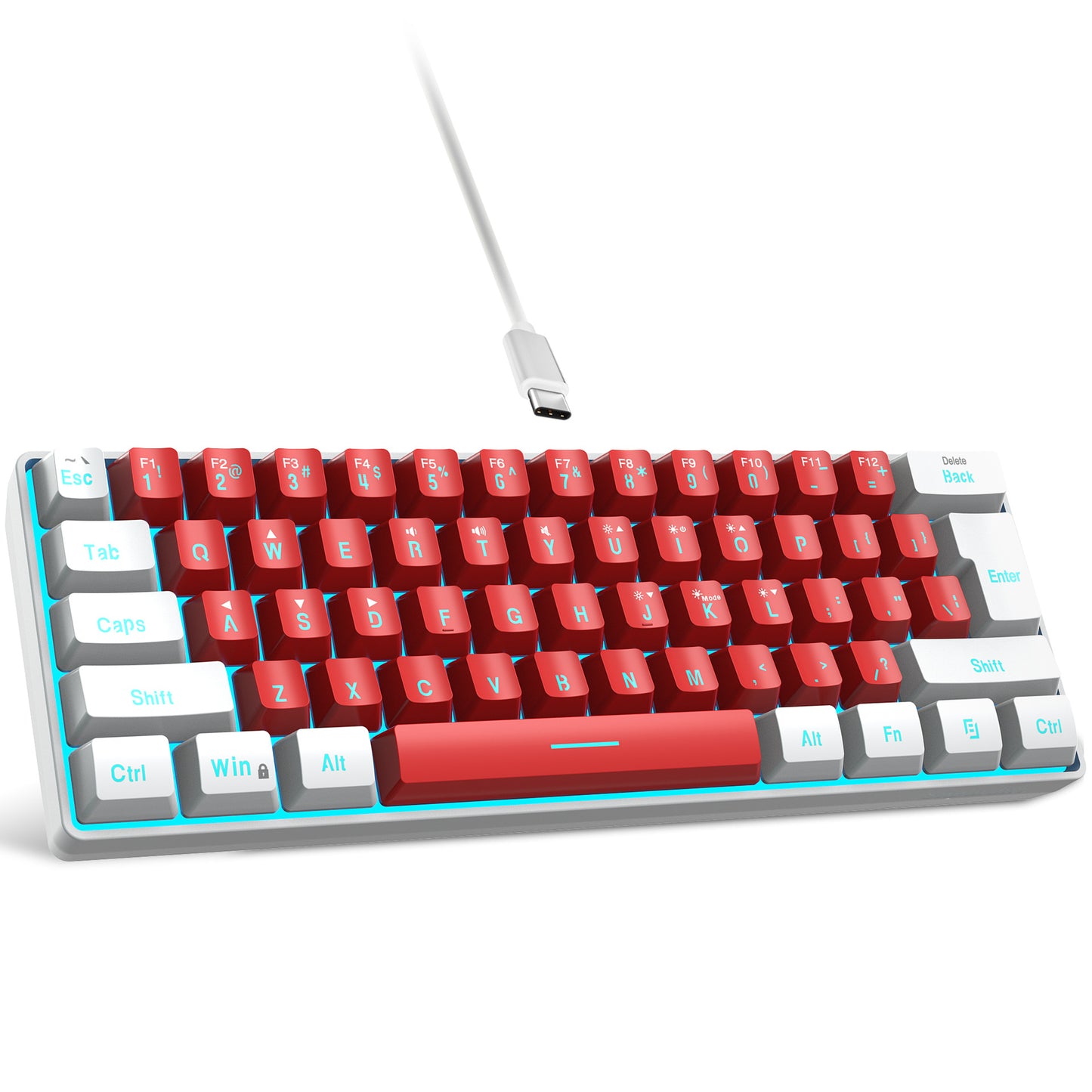 61-Key Compact RGB Keyboard – Mini Minimalist Design with Split Lines and Dual-Color Backlit Keys