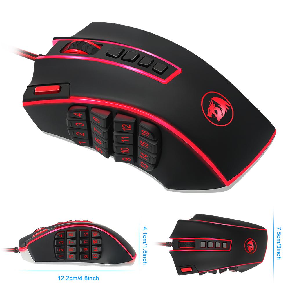 Redragon USB Gaming Mouse – 16,400 DPI, 24 Programmable Buttons, Ergonomic Design for PC Gamers